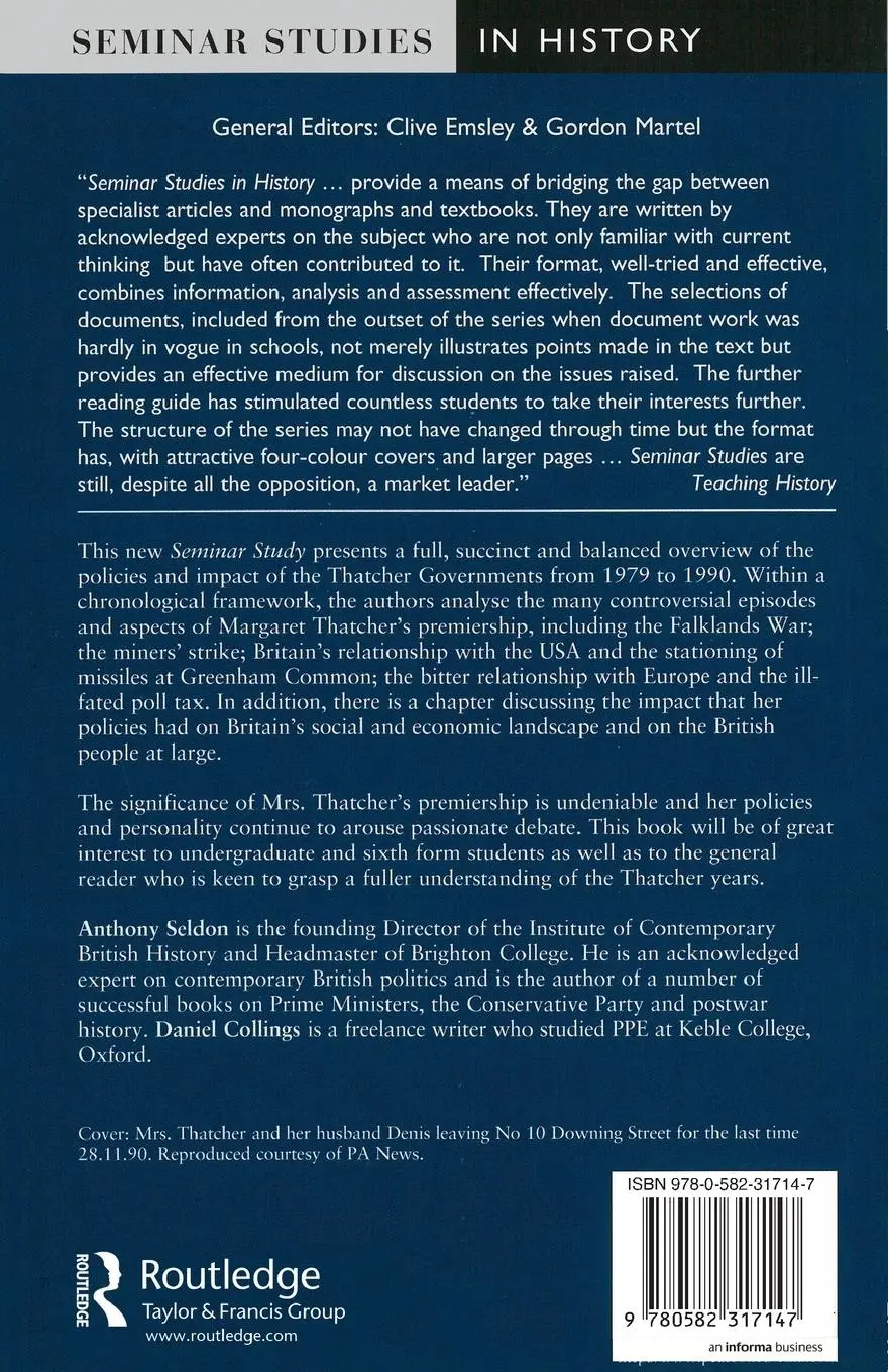 Rückseite: 9780582317147 | Britain under Thatcher | Anthony Seldon (u. a.) | Taschenbuch | 1999