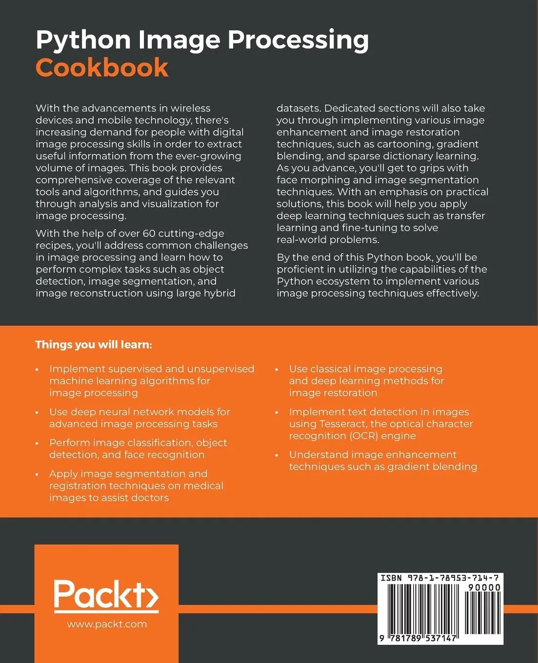 Rückseite: 9781789537147 | Python Image Processing Cookbook | Sandipan Dey | Taschenbuch | 2020