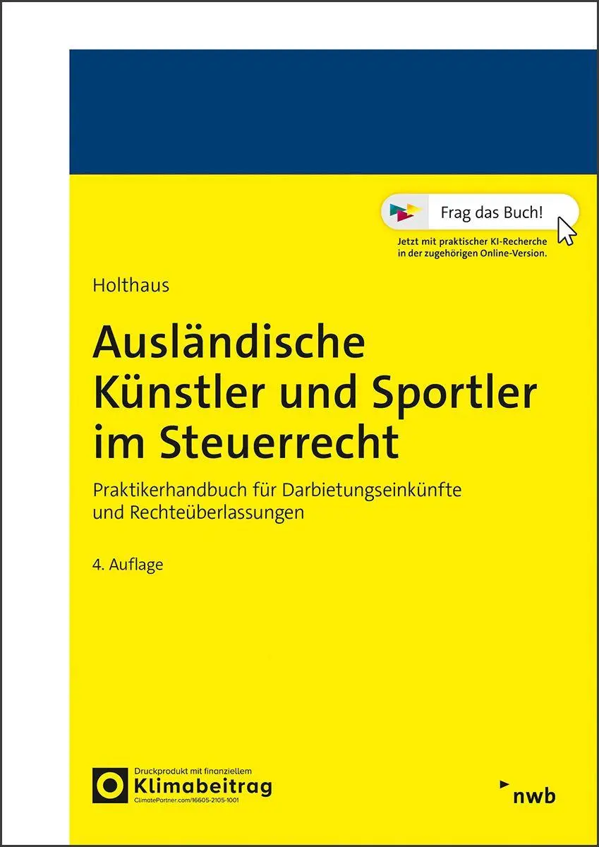 Cover: 9783482637247 | Ausländische Künstler und Sportler im Steuerrecht | Jörg Holthaus