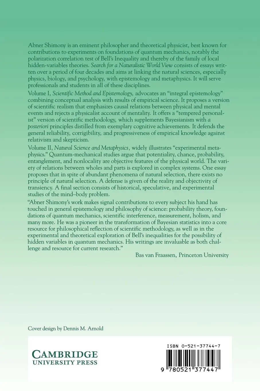 Rückseite: 9780521377447 | The Search for a Naturalistic World View | Volume 1 | Abner Shimony