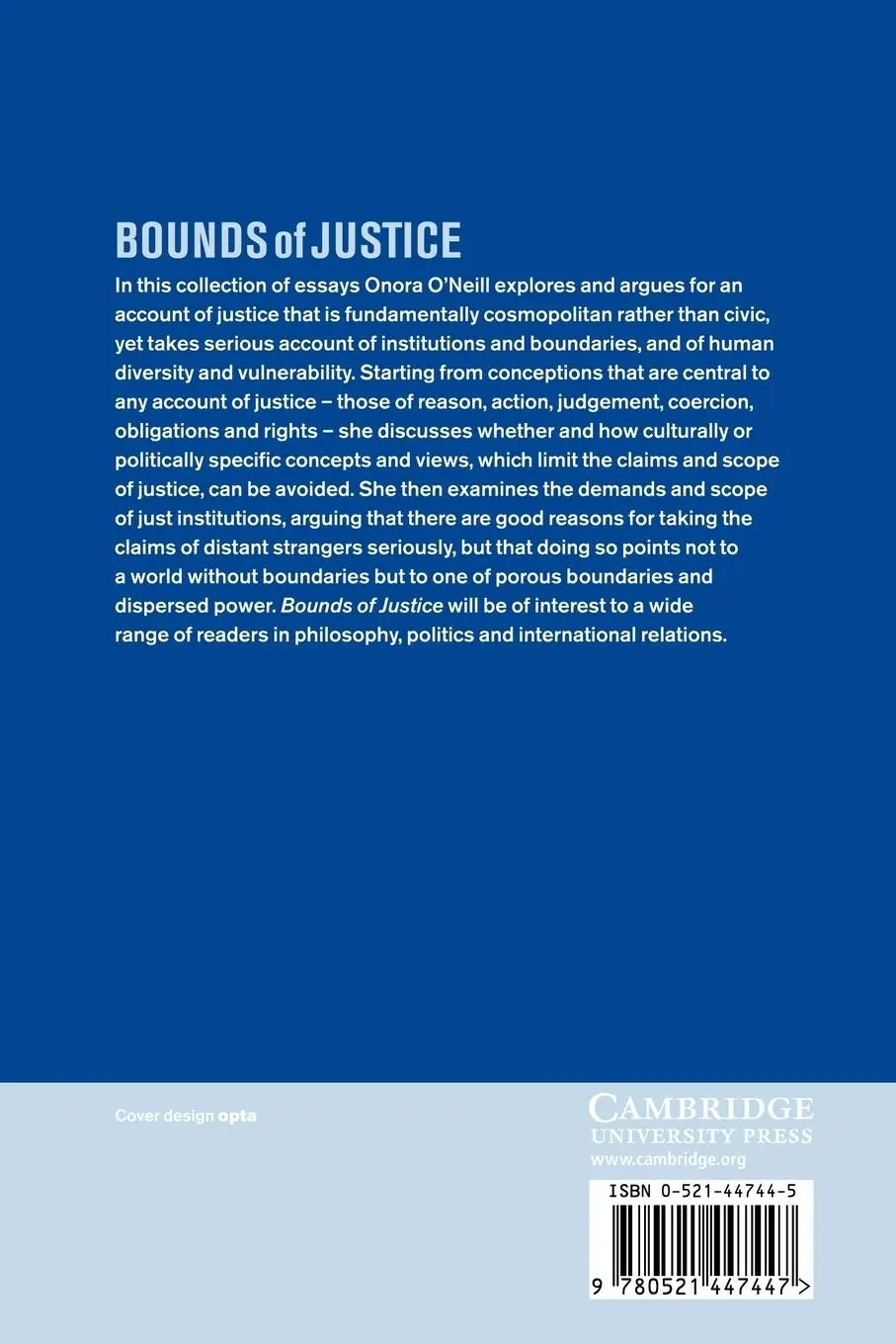 Rückseite: 9780521447447 | Bounds of Justice | Onora O'Neill (u. a.) | Taschenbuch | Englisch