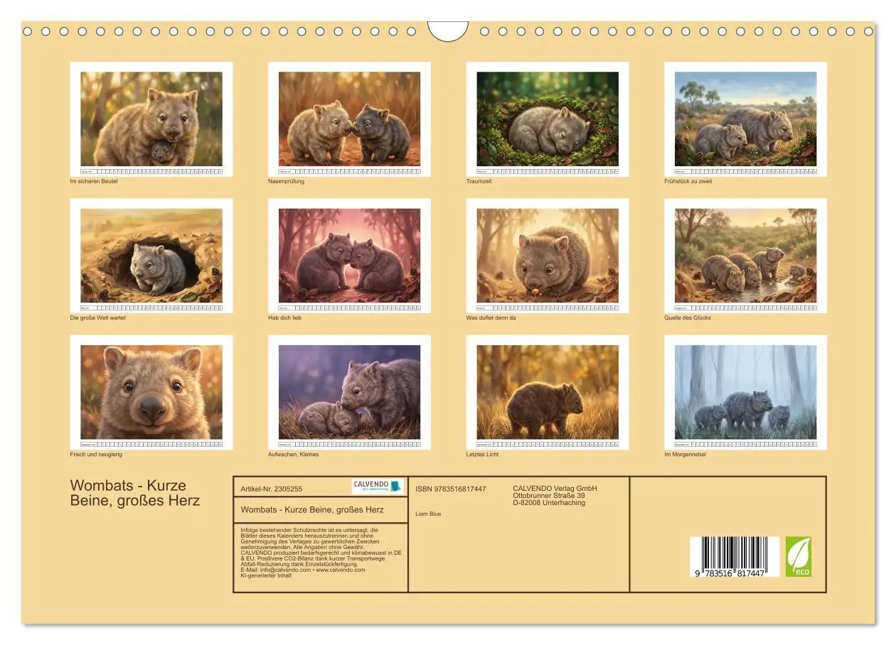 Bild: 9783516817447 | Wombats - Kurze Beine, großes Herz (Wandkalender 2027 DIN A3 quer),...