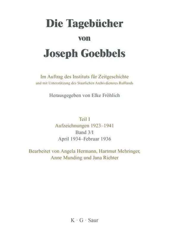 Cover: 9783598237447 | April 1934 - Februar 1936 | Angela Hermann (u. a.) | Buch | 423 S.