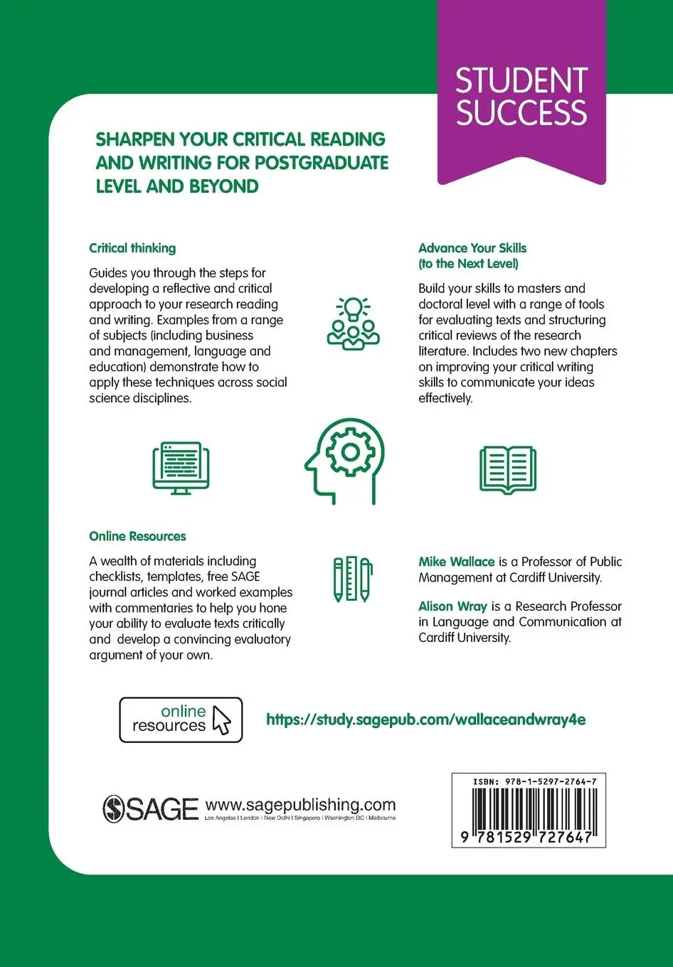 Rückseite: 9781529727647 | Critical Reading and Writing for Postgraduates | Mike Wallace (u. a.)