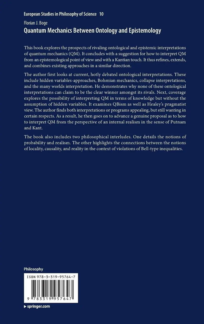 Rückseite: 9783319957647 | Quantum Mechanics Between Ontology and Epistemology | Florian J. Boge