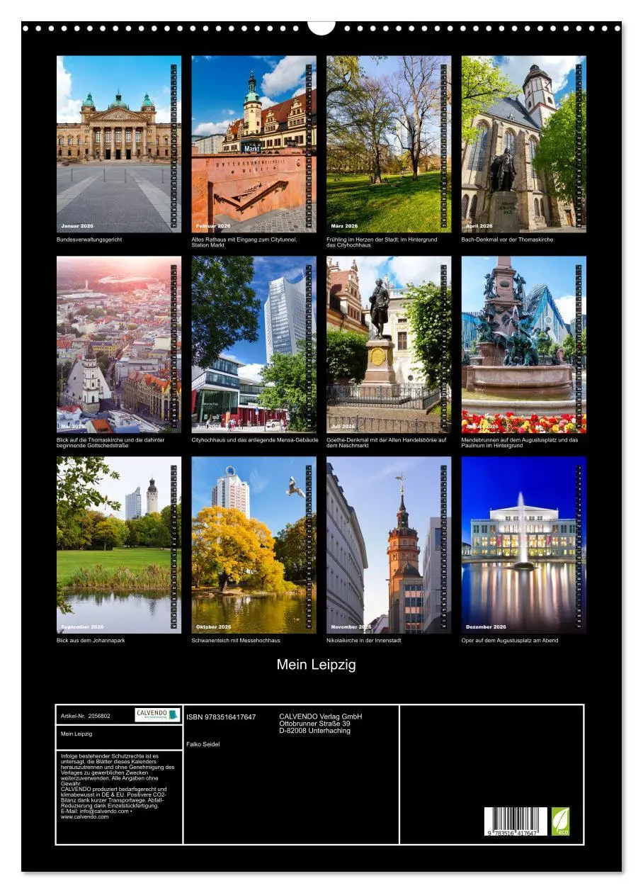 Bild: 9783516417647 | Mein Leipzig (Wandkalender 2026 DIN A2 hoch), CALVENDO Monatskalender