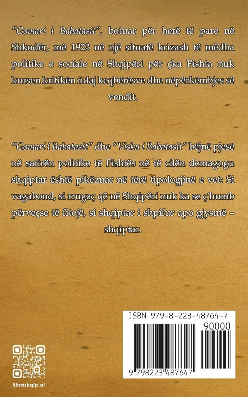 Rückseite: 9798223487647 | Gomari i Babatasit | Gjergj Fishta | Taschenbuch | Albanisch | 2023