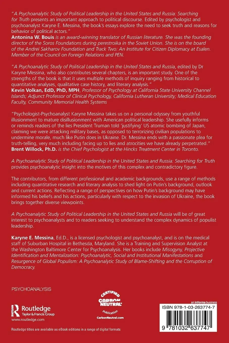 Rückseite: 9781032637747 | A Psychoanalytic Study of Political Leadership in the United States...