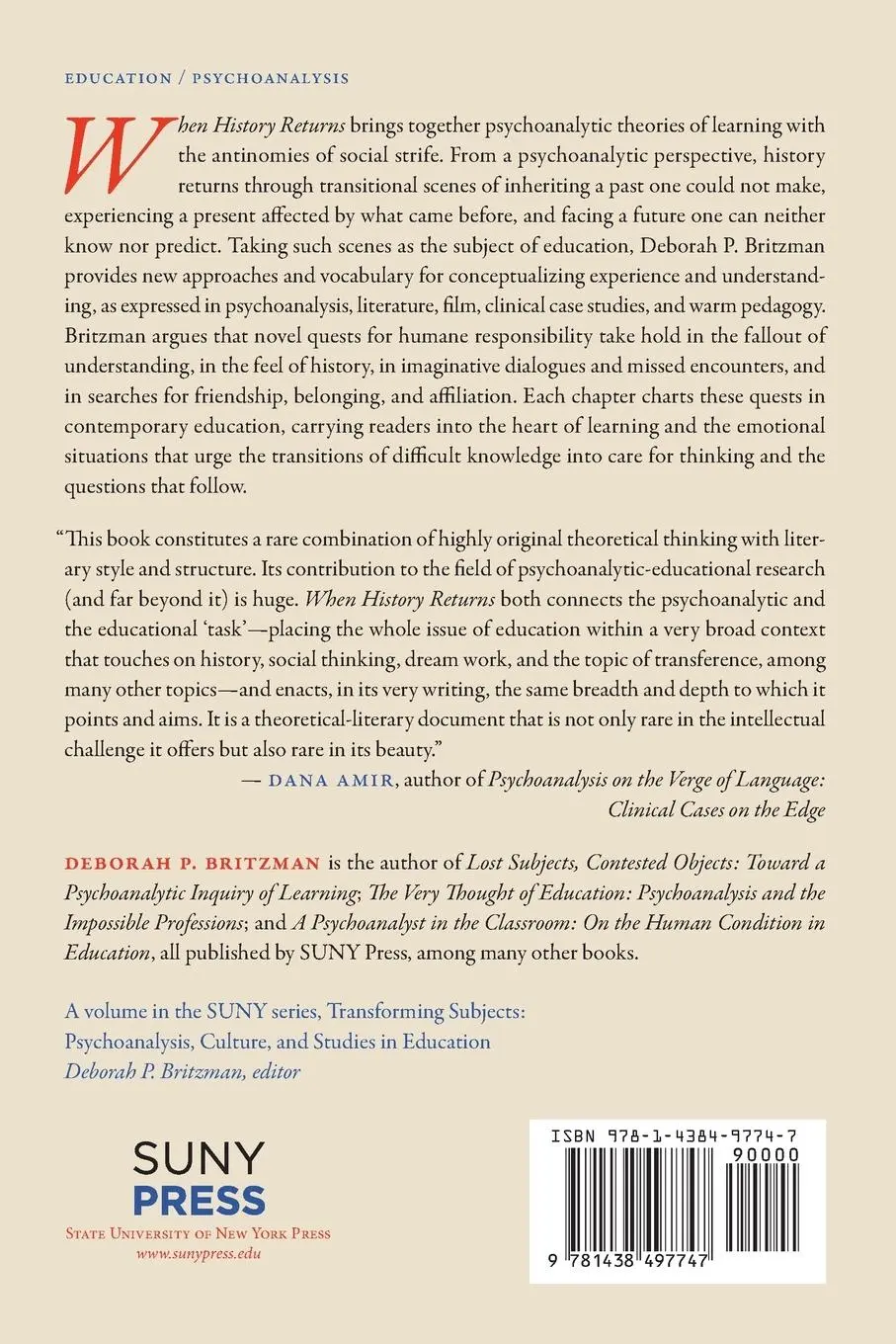 Rückseite: 9781438497747 | When History Returns | Psychoanalytic Quests for Humane Learning