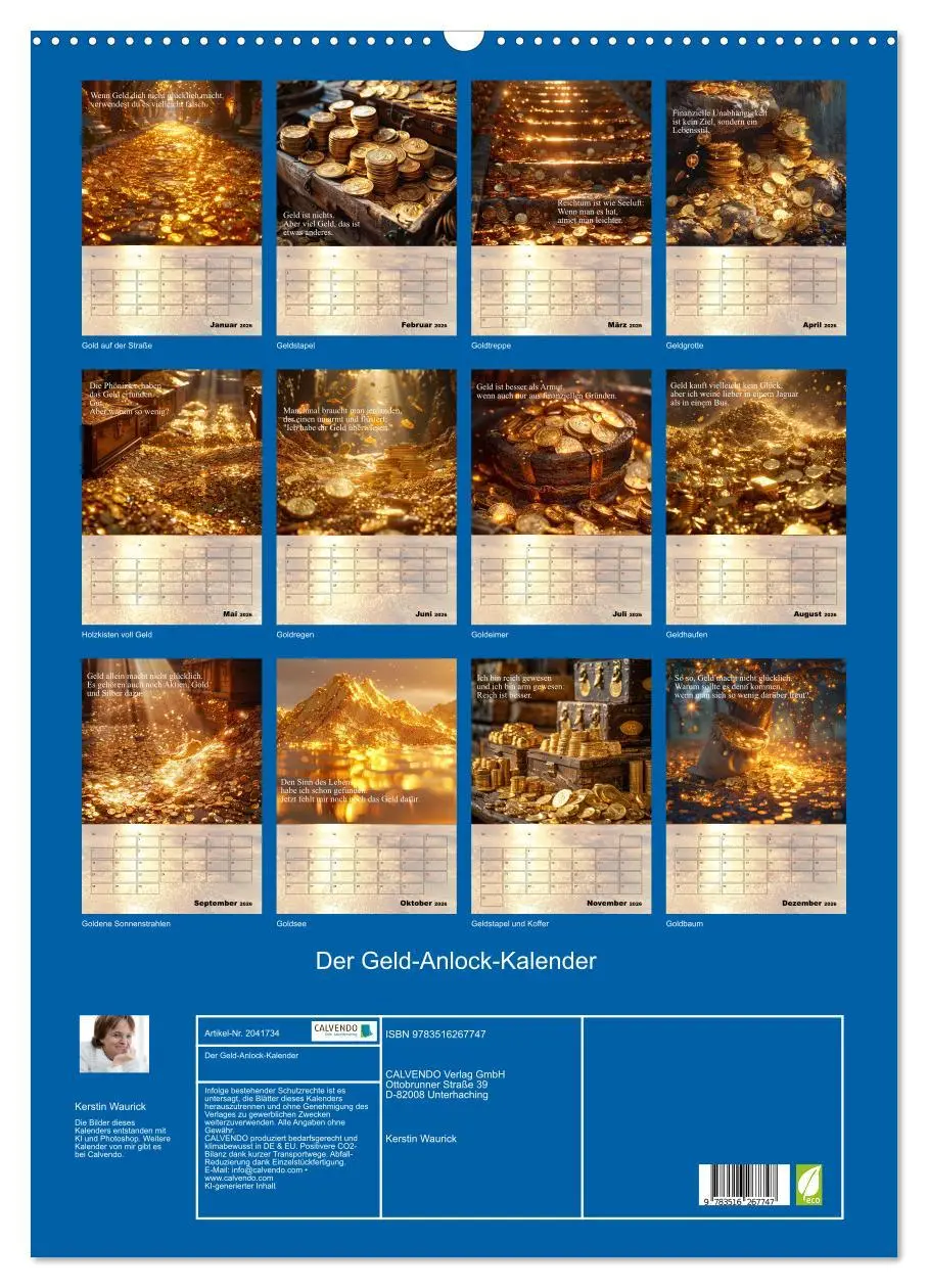 Bild: 9783516267747 | Der Geld-Anlock-Kalender (Wandkalender 2026 DIN A2 hoch), CALVENDO...