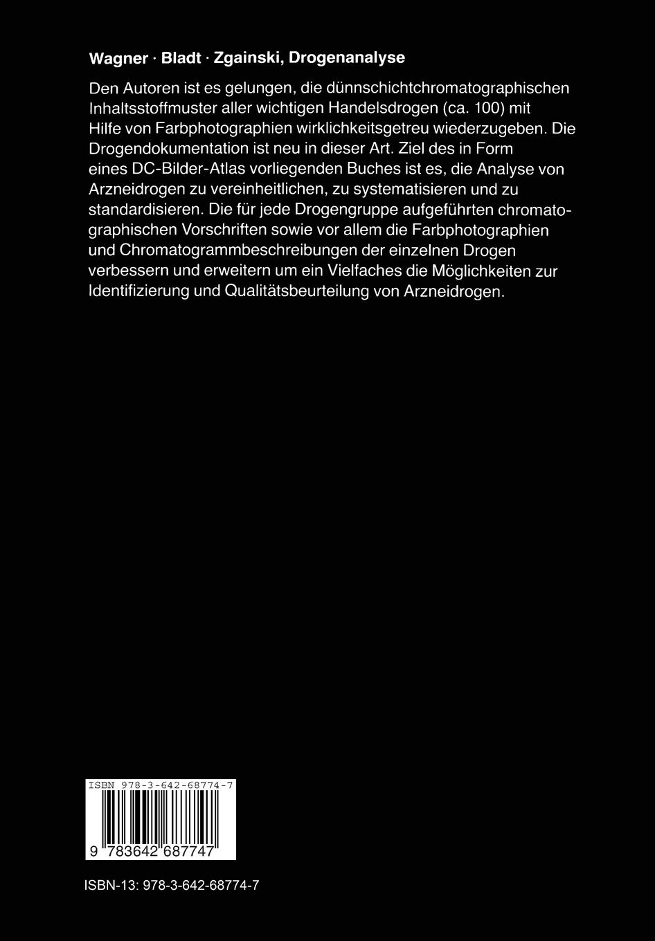Rückseite: 9783642687747 | Drogenanalyse | Dünnschichtchromatographische Analyse von Arzneidrogen