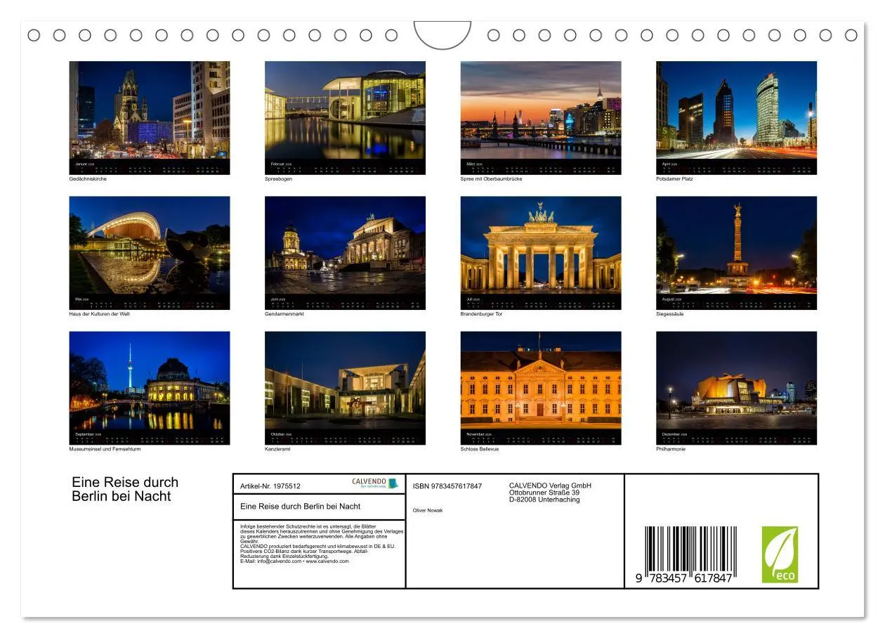 Bild: 9783457617847 | Eine Reise durch Berlin bei Nacht (Wandkalender 2026 DIN A4 quer),...