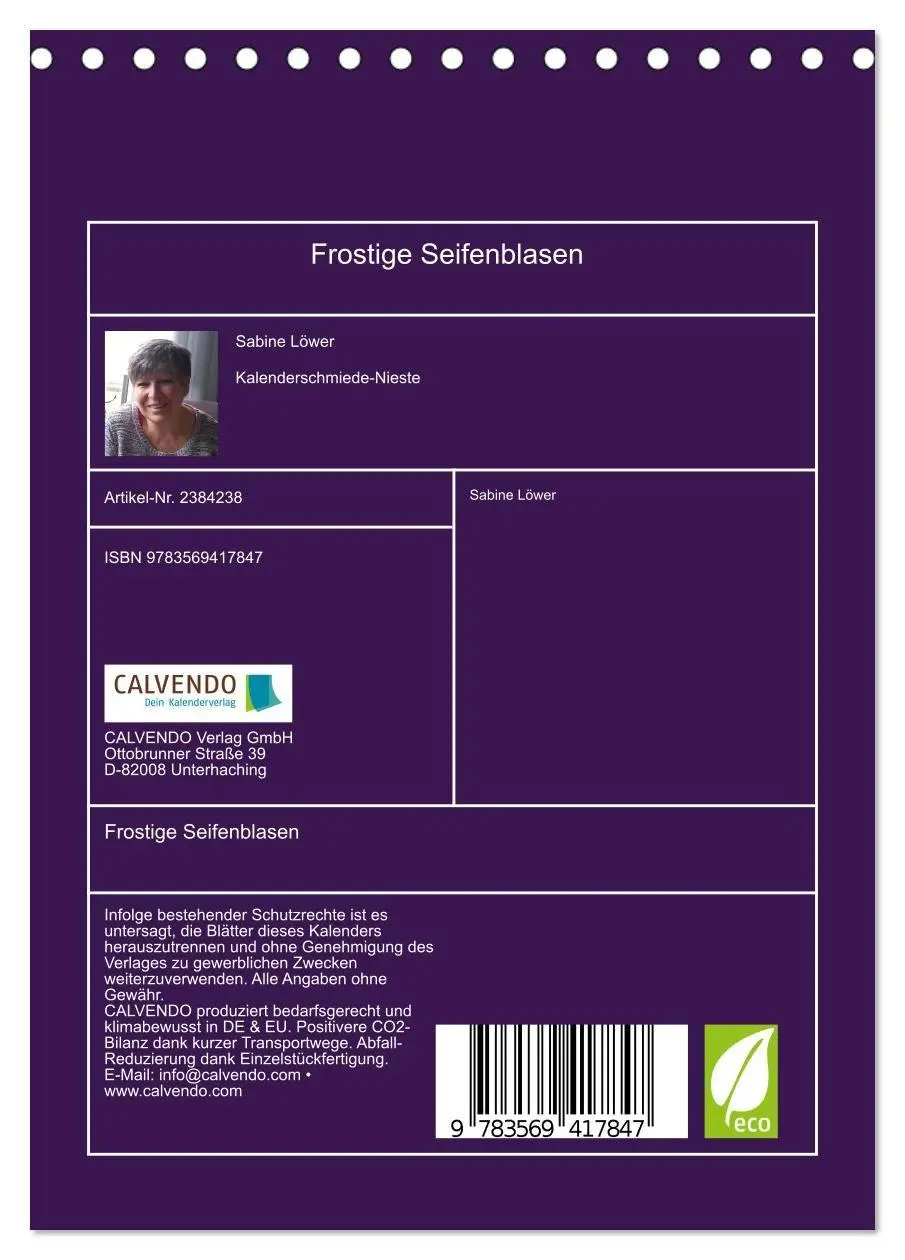 Bild: 9783569417847 | Frostige Seifenblasen (Tischkalender 2027 DIN A5 hoch), CALVENDO...