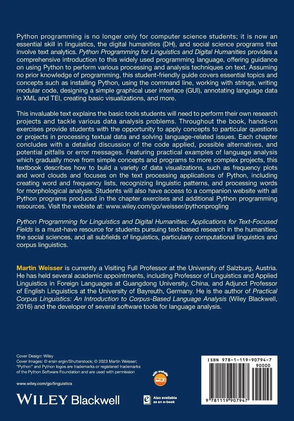 Rückseite: 9781119907947 | Python Programming for Linguistics and Digital Humanities | Weisser