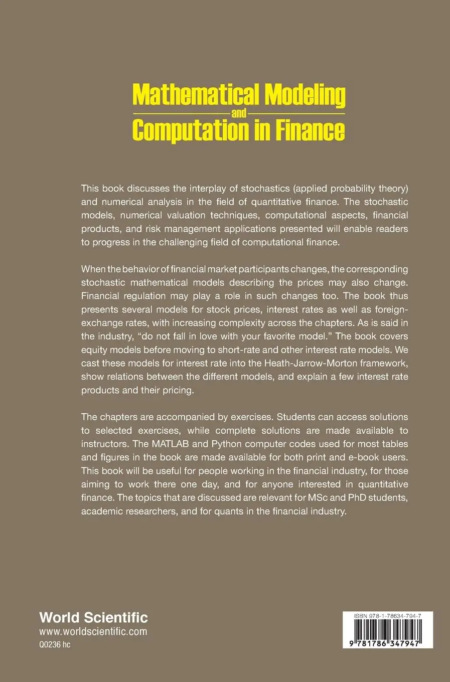 Rückseite: 9781786347947 | MATHEMATICAL MODELING AND COMPUTATION IN FINANCE | Grzelak | Buch