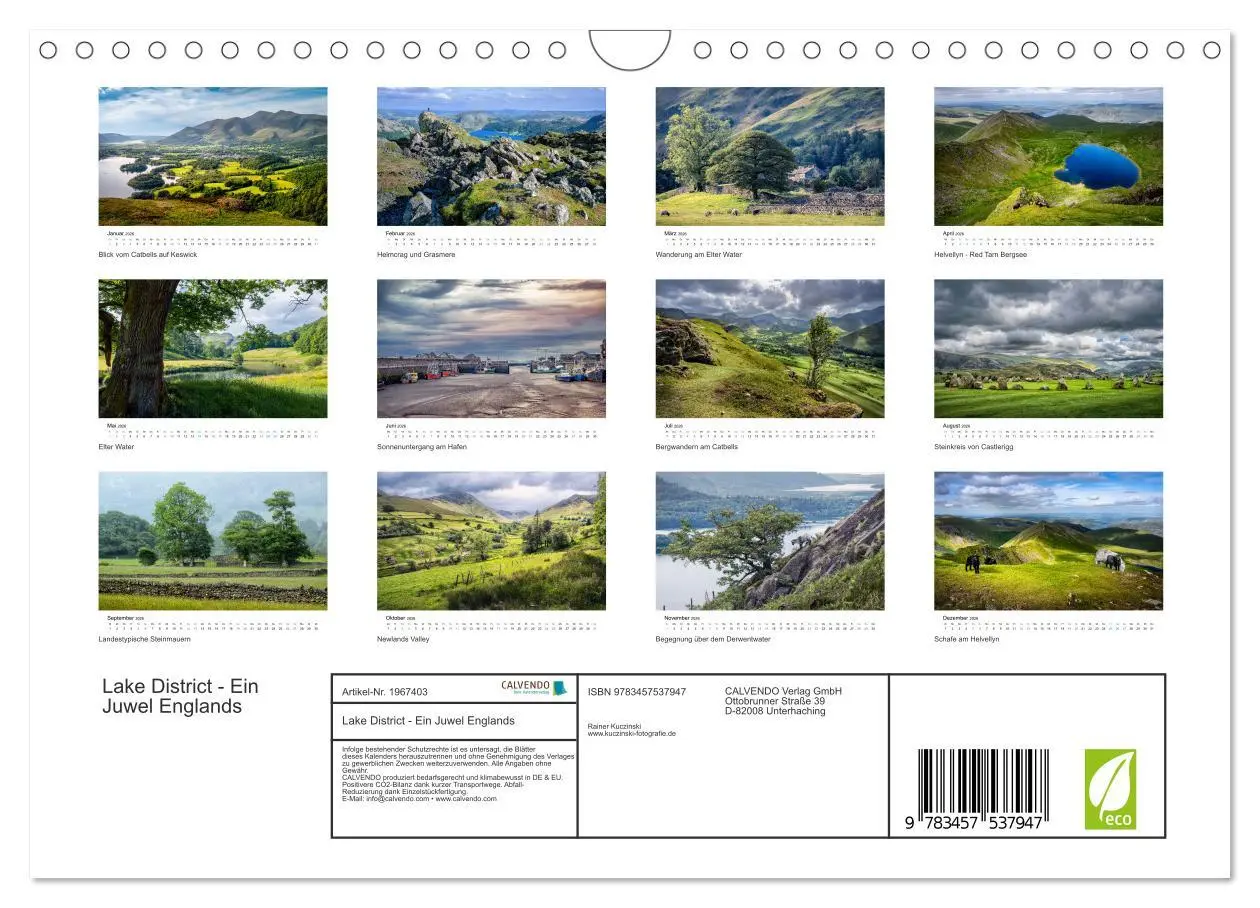 Bild: 9783457537947 | Lake District - Ein Juwel Englands (Wandkalender 2026 DIN A4 quer),...
