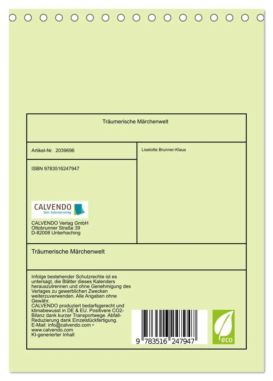 Bild: 9783516247947 | Träumerische Märchenwelt (Tischkalender 2026 DIN A5 hoch), CALVENDO...