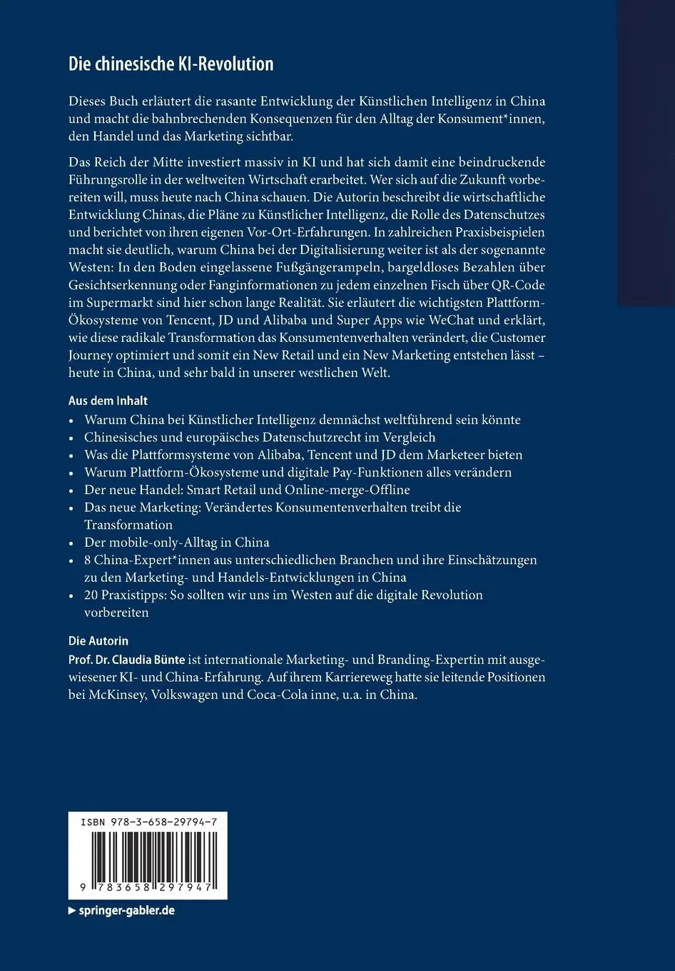 Rückseite: 9783658297947 | Die chinesische KI-Revolution | Claudia Bünte | Taschenbuch | xviii