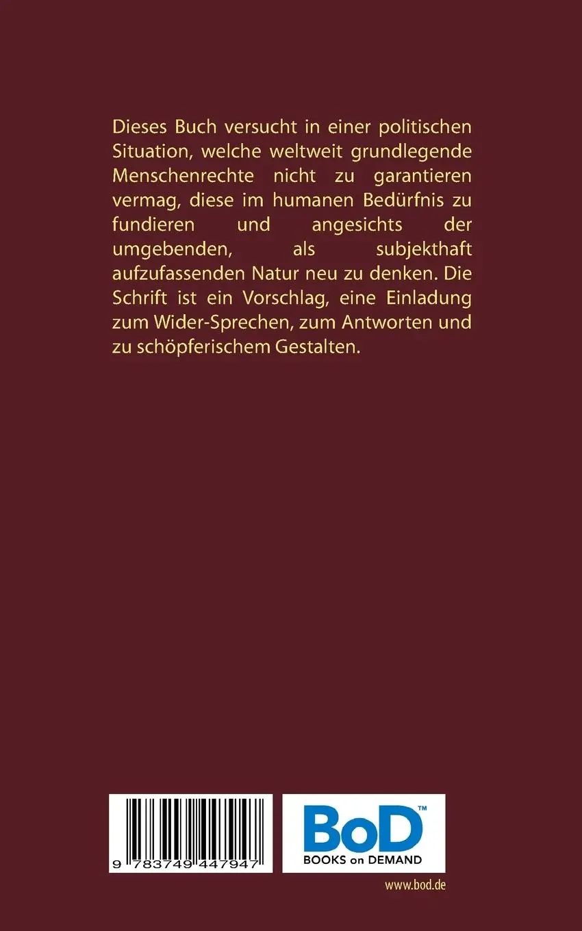 Rückseite: 9783749447947 | Hintergrundunabhängige Menschenrechte und Natur | Daniel Stosiek