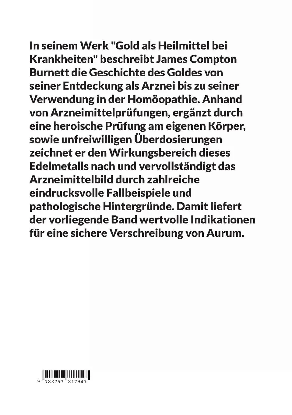 Rückseite: 9783757817947 | Gold als Heilmittel bei Krankheiten | James Compton Burnett | Buch