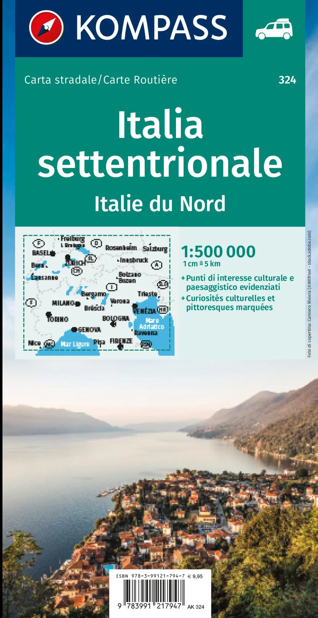 Rückseite: 9783991217947 | KOMPASS Autokarte Oberitalien, Italia settentrionale, Northern...