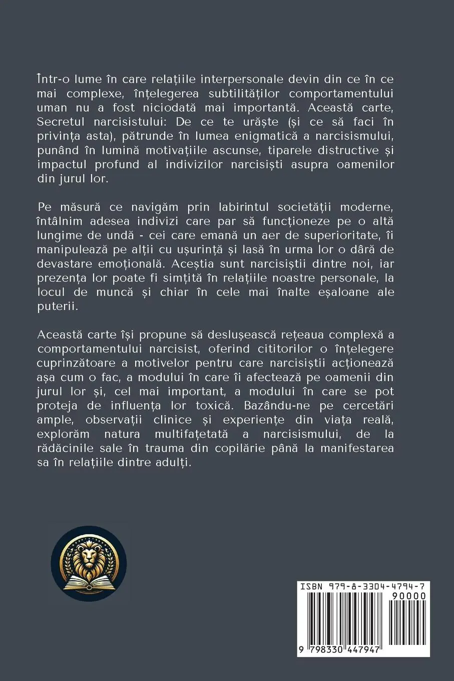 Rückseite: 9798330447947 | The Narcissist's Secret / Secretul narcisistului | Dan Desmarques