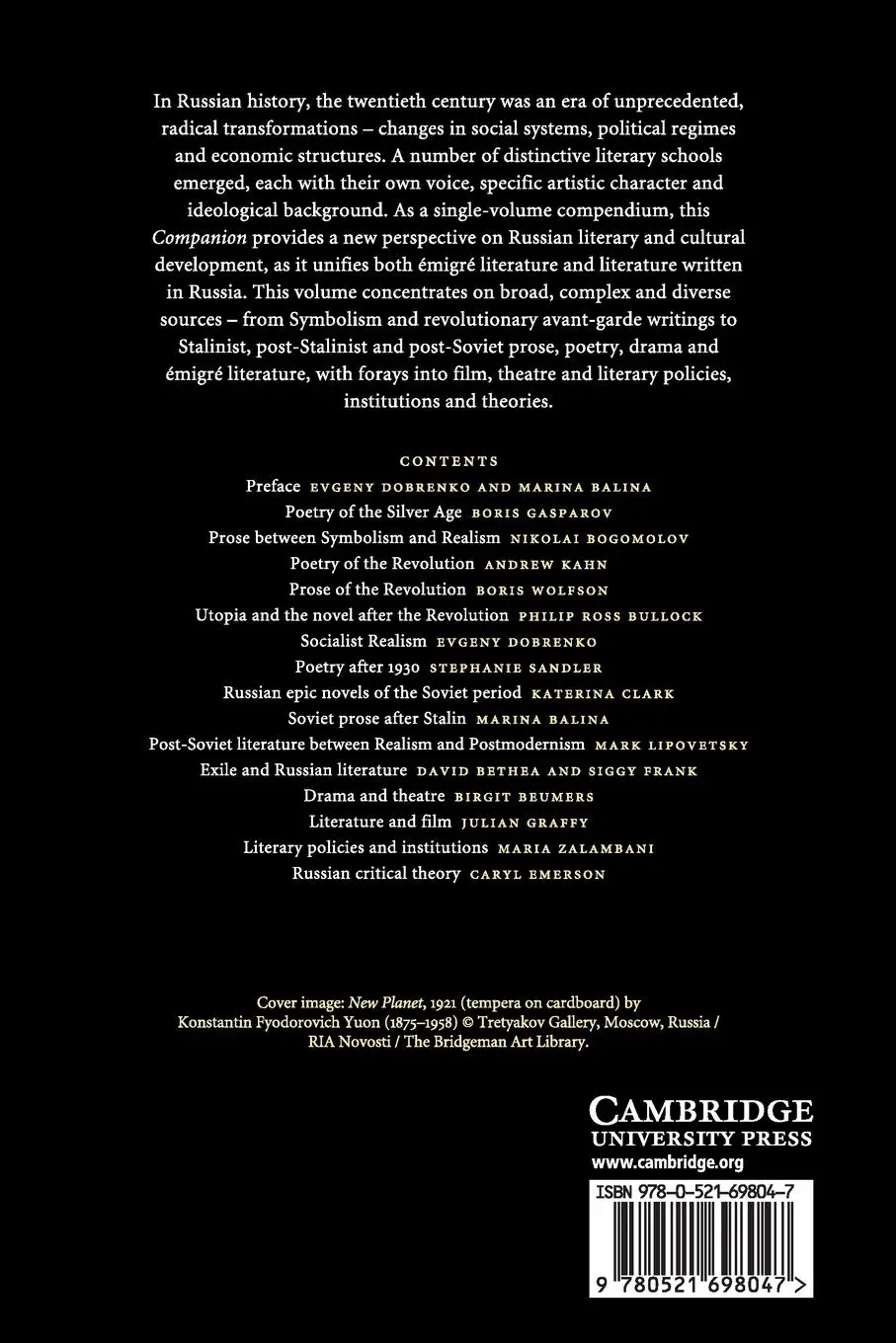 Rückseite: 9780521698047 | The Cambridge Companion to Twentieth-Century Russian Literature | Buch
