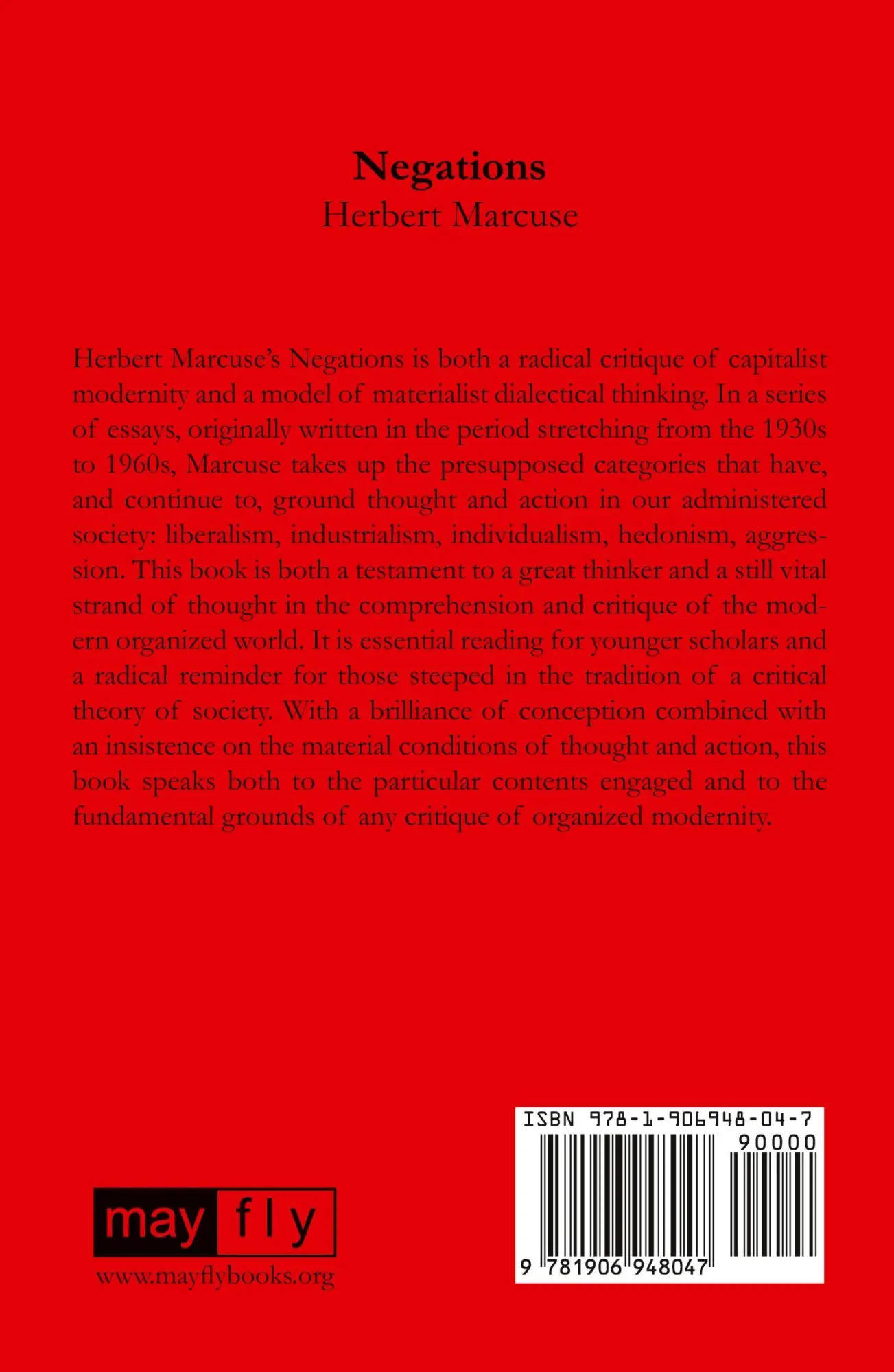 Rückseite: 9781906948047 | Negations | Essays in Critical Theory | Herbert Marcuse | Taschenbuch
