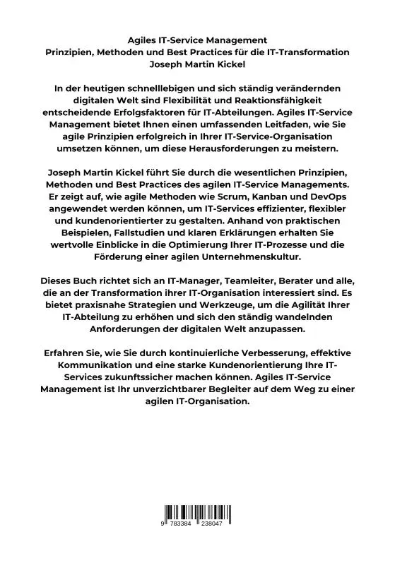 Rückseite: 9783384238047 | Agiles IT-Service Management | Joseph Martin Kickel | Taschenbuch