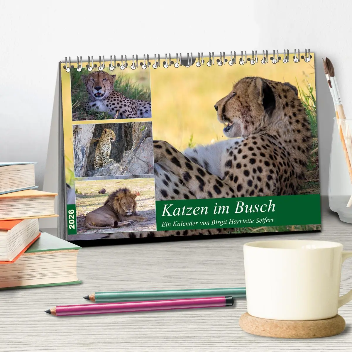 Bild: 9783457738047 | Katzen im Busch (Tischkalender 2026 DIN A5 quer), CALVENDO...