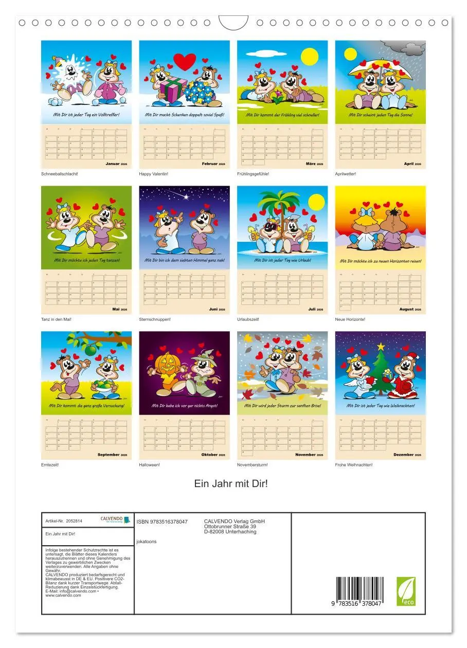 Bild: 9783516378047 | Ein Jahr mit Dir! (Wandkalender 2026 DIN A3 hoch), CALVENDO...