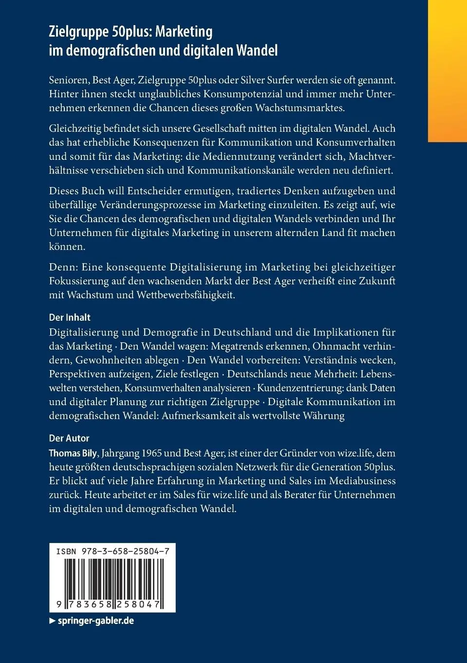 Rückseite: 9783658258047 | Zielgruppe 50plus: Marketing im demografischen und digitalen Wandel