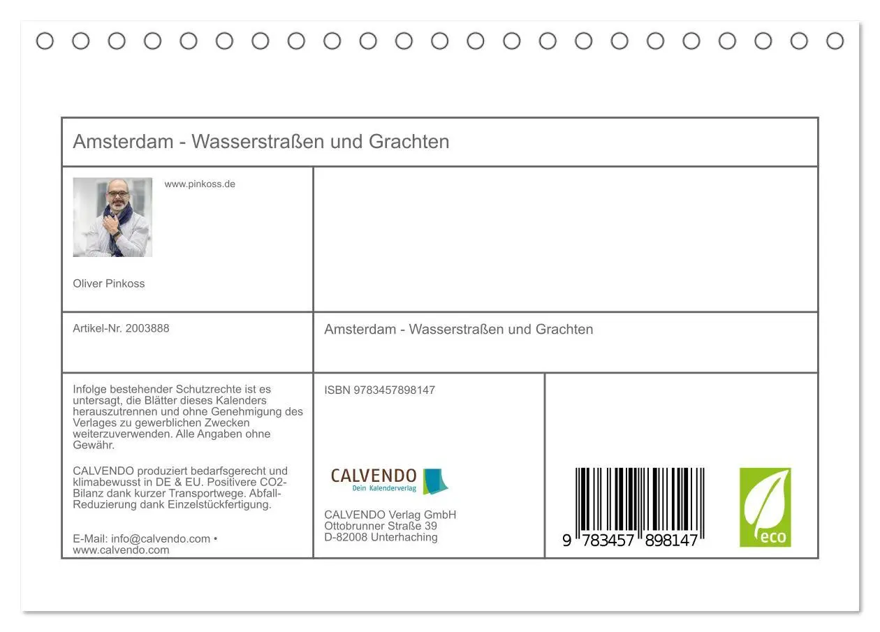 Bild: 9783457898147 | Amsterdam - Wasserstraßen und Grachten (Tischkalender 2026 DIN A5...