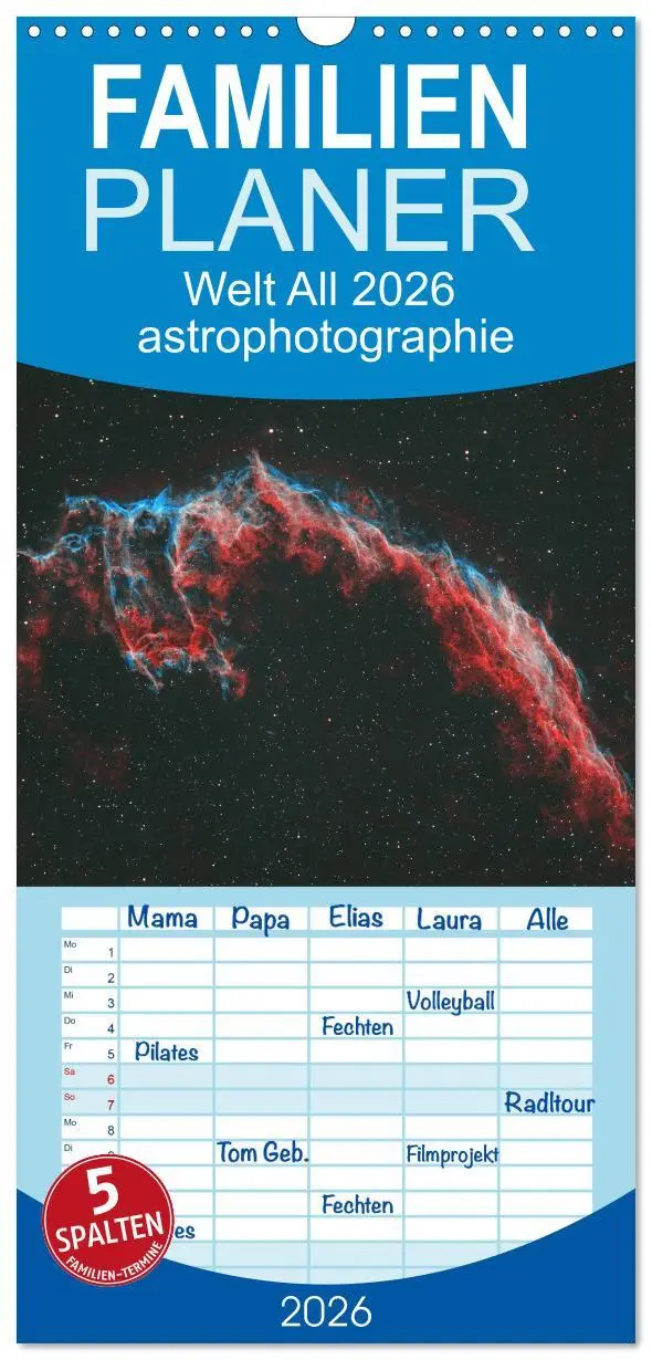 Cover: 9783516508147 | Familienplaner 2026 - Welt All 2026 astrophotographie mit 5 Spalten...