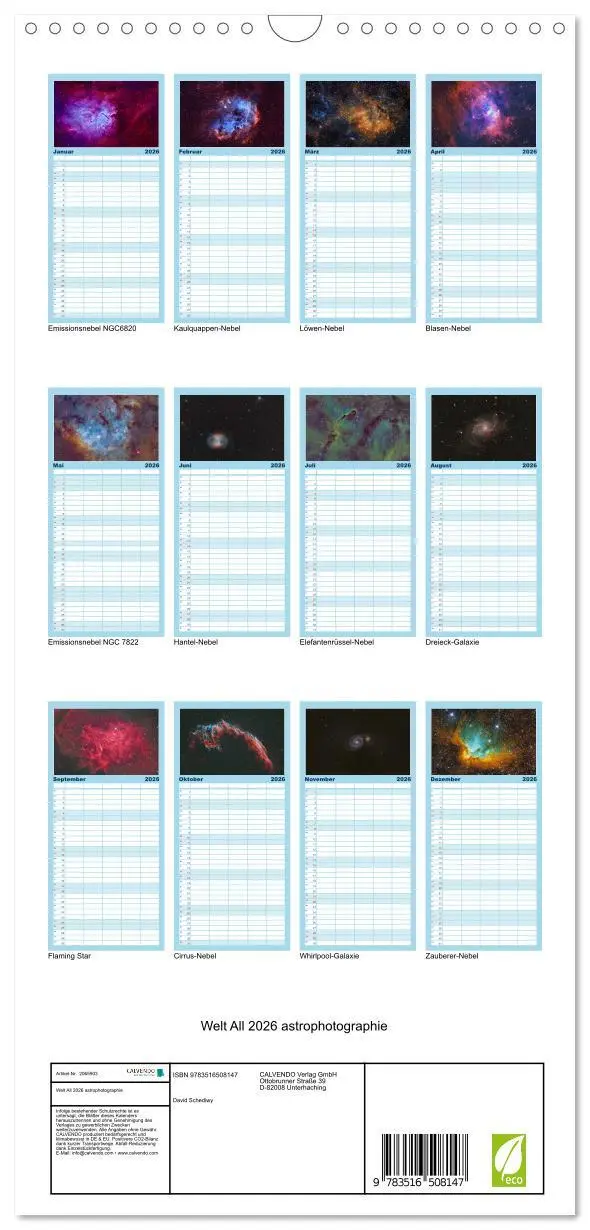 Bild: 9783516508147 | Familienplaner 2026 - Welt All 2026 astrophotographie mit 5 Spalten...