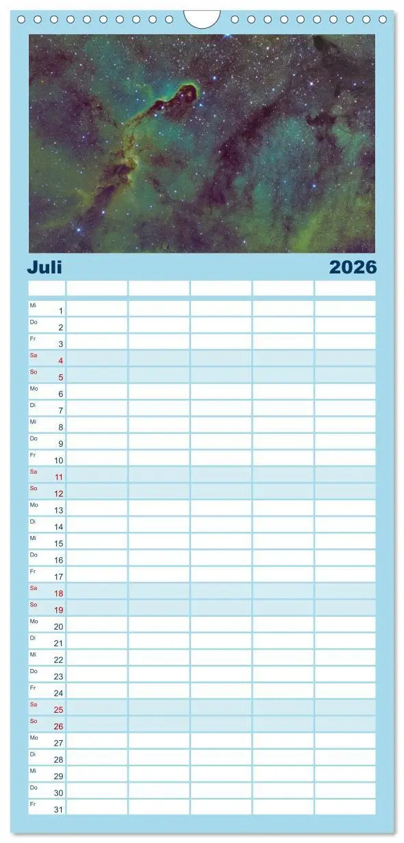 Bild: 9783516508147 | Familienplaner 2026 - Welt All 2026 astrophotographie mit 5 Spalten...