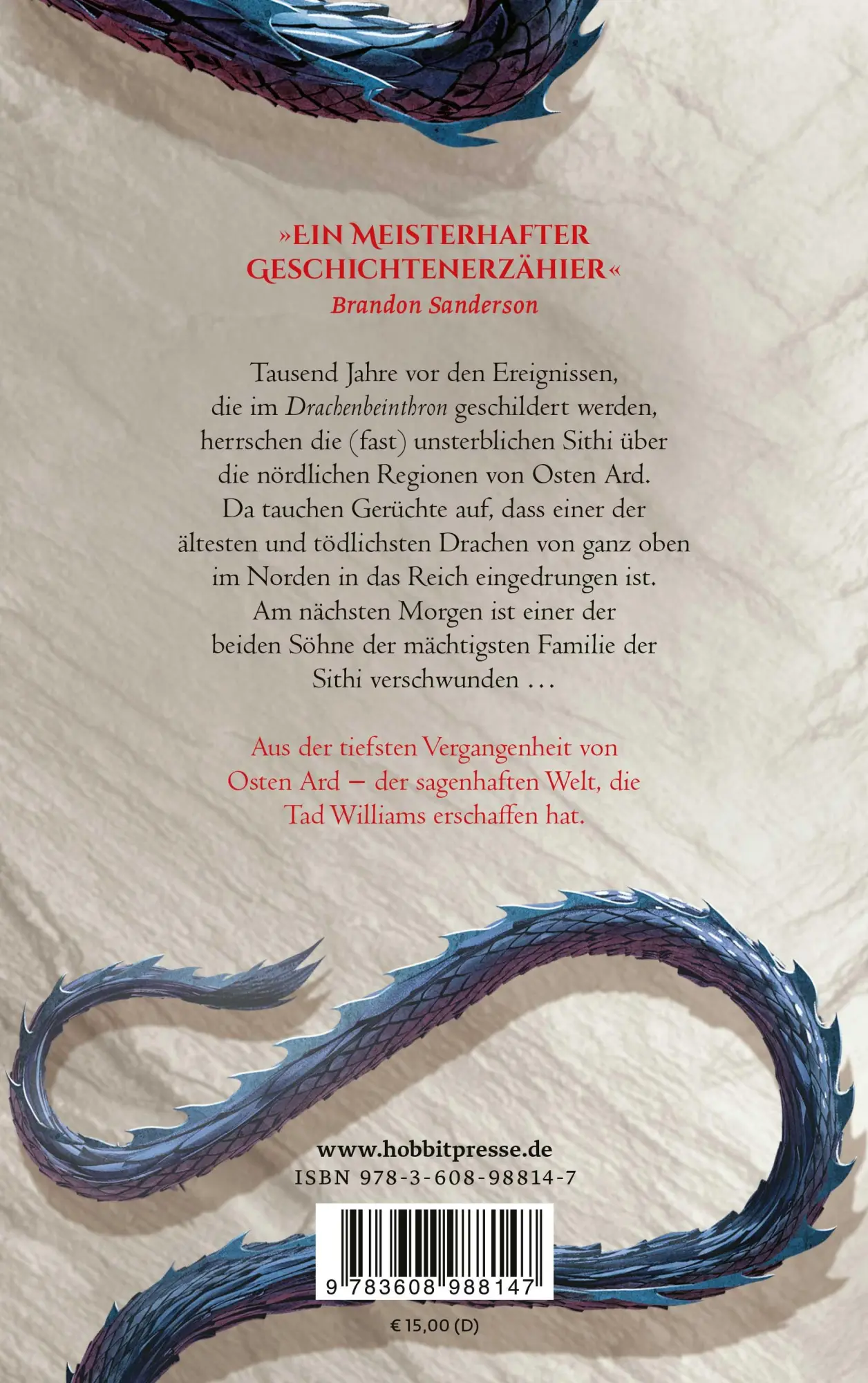 Rückseite: 9783608988147 | Brüder des Windes | Ein Roman aus Osten Ard | Tad Williams | Buch