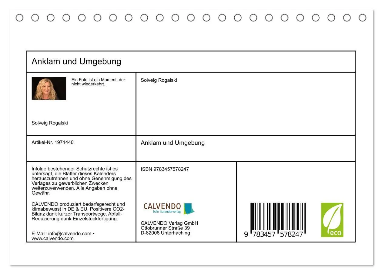 Bild: 9783457578247 | Anklam und Umgebung (Tischkalender 2026 DIN A5 quer), CALVENDO...
