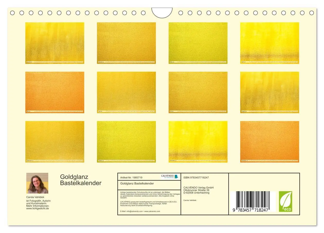 Bild: 9783457718247 | Goldglanz Bastelkalender (Wandkalender 2026 DIN A4 quer), CALVENDO...