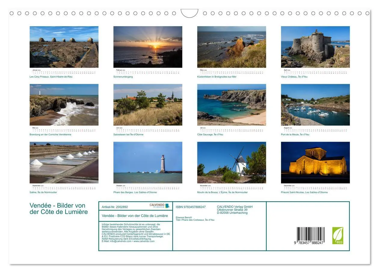 Bild: 9783457888247 | Vendée - Bilder von der Côte de Lumière (Wandkalender 2026 DIN A3...