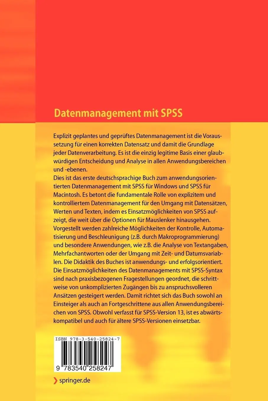 Rückseite: 9783540258247 | Datenmanagement mit SPSS | Christian F. G. Schendera | Taschenbuch