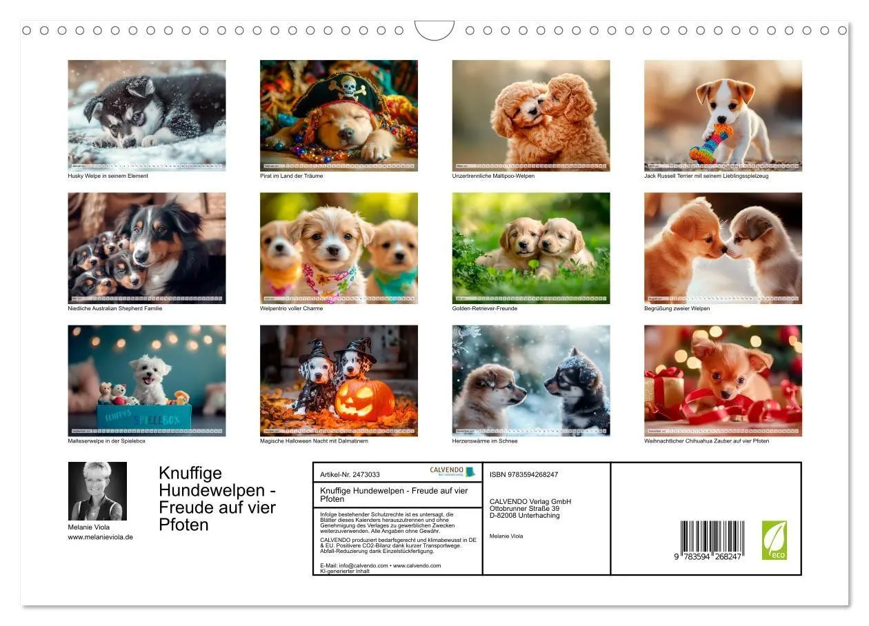 Bild: 9783594268247 | Knuffige Hundewelpen - Freude auf vier Pfoten (Wandkalender 2027...