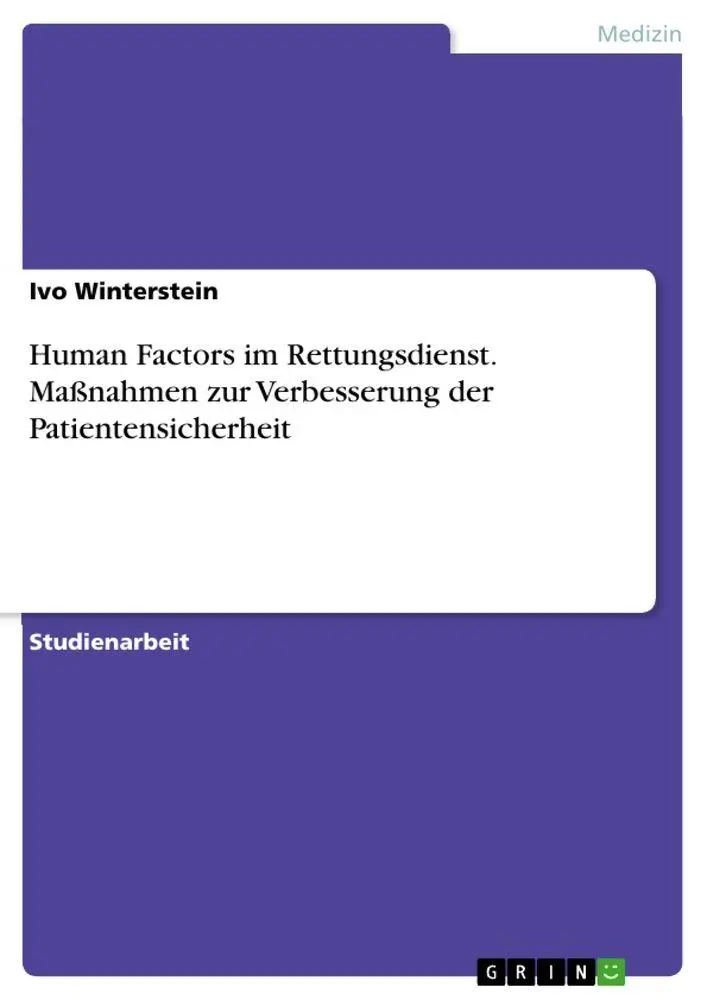 Cover: 9783668998247 | Human Factors im Rettungsdienst. Maßnahmen zur Verbesserung der...