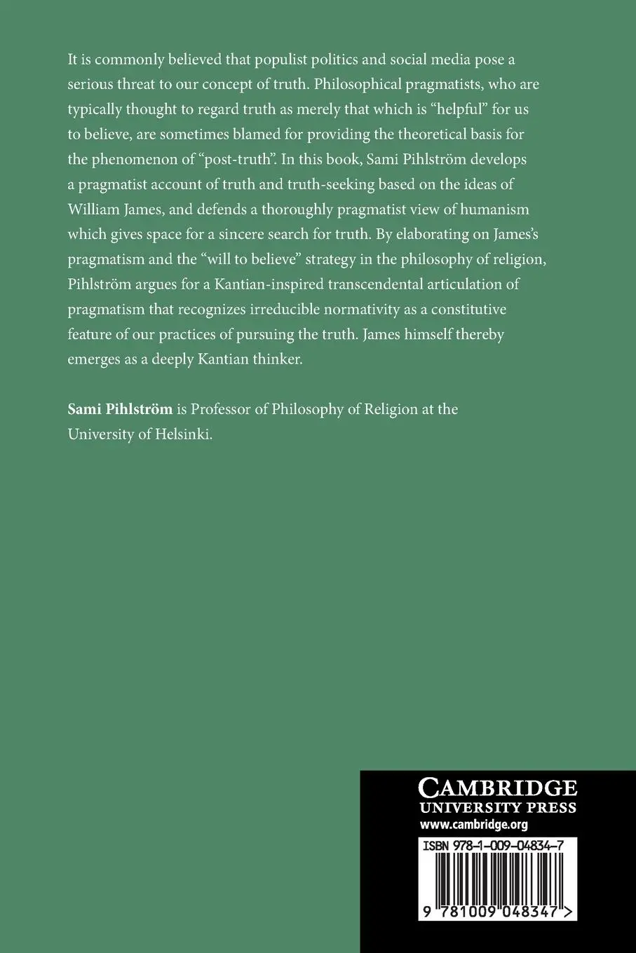 Rückseite: 9781009048347 | Pragmatist Truth in the Post-Truth Age | Sami Pihlström | Taschenbuch