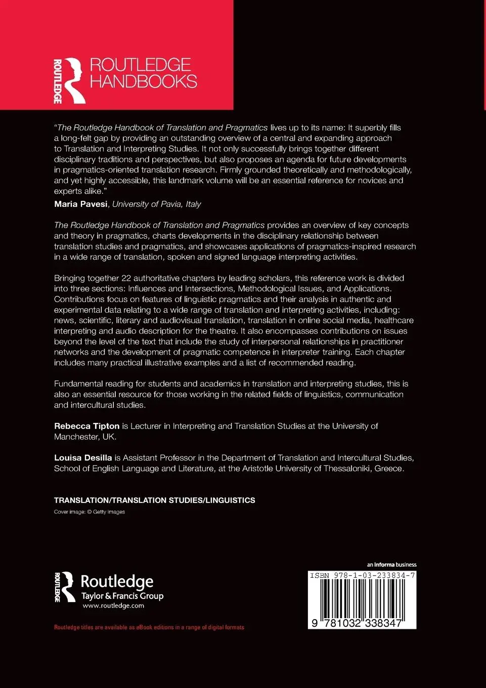 Rückseite: 9781032338347 | The Routledge Handbook of Translation and Pragmatics | Tipton (u. a.)