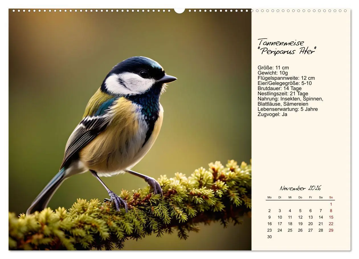 Bild: 9783457258347 | Meisen richtig erkennen (Wandkalender 2026 DIN A2 quer), CALVENDO...