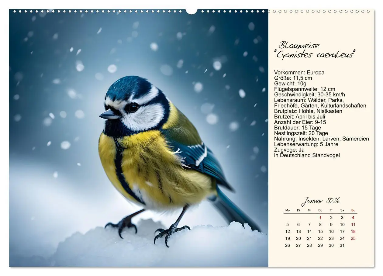 Bild: 9783457258347 | Meisen richtig erkennen (Wandkalender 2026 DIN A2 quer), CALVENDO...
