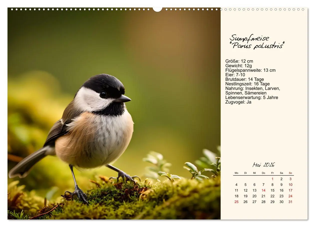Bild: 9783457258347 | Meisen richtig erkennen (Wandkalender 2026 DIN A2 quer), CALVENDO...