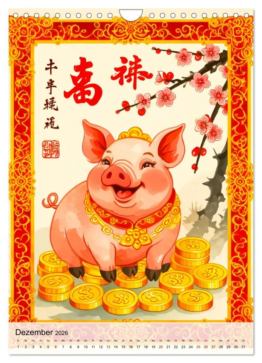 Bild: 9783516728347 | Die 12 chinesischen Tierkreiszeichen (Wandkalender 2026 DIN A4...
