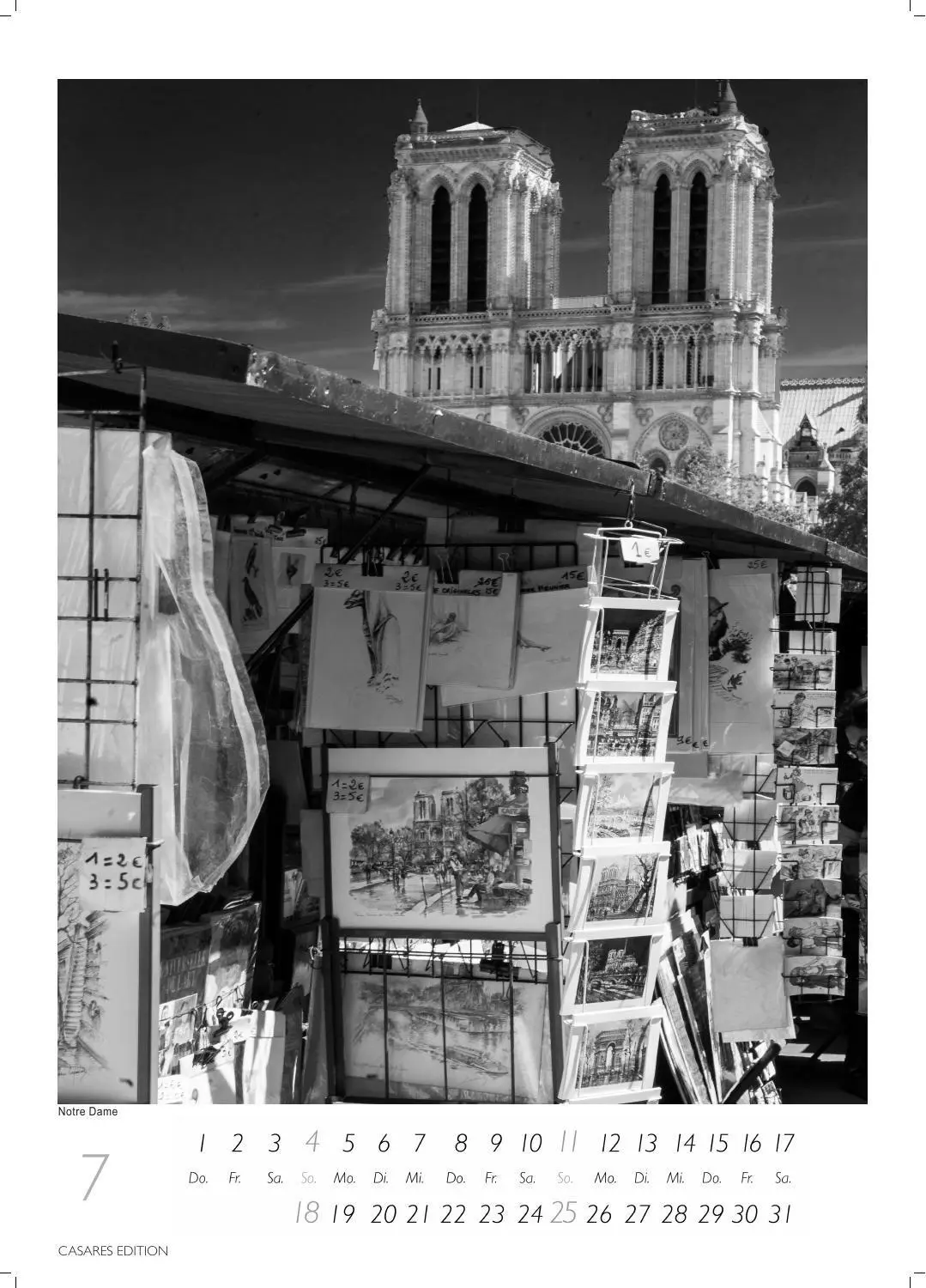 Bild: 9781835248447 | Paris schwarz-weiss Kalender 2027 - Wandkalender Fotokalender...
